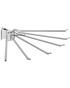 Broekenhanger (6)  opschroefbaar, zwenkbaar, B.75 D.430 H.80 mm in chroom met rubber