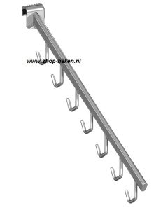 Tassenhaak tbv beugel/balk, vv L-haken chroom