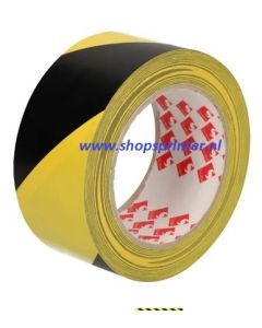 Vloermarkeringstape PVC 50mm x 33m zwart/geel. 